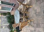 Kunst rotan en tafel van hout, Tuin en Terras, Tuinsets en Loungesets, Ophalen of Verzenden, Gebruikt, Kunststof, 4 zitplaatsen