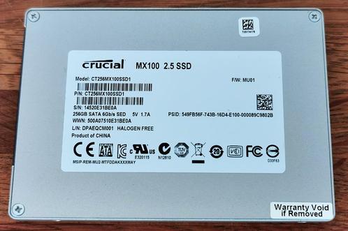 Crucial MX100 - 2.5 – SSD – 256 GB - SATA, Computers en Software, Harde schijven, Zo goed als nieuw, Desktop, Intern, SSD, SATA