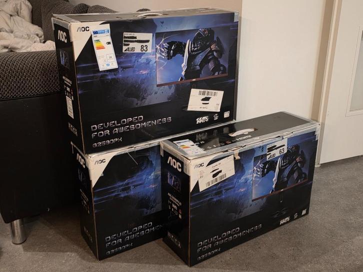 Set van 3x AOC 24,5" 144Hz Gaming Monitoren (met dozen), Computers en Software, Monitoren, Zo goed als nieuw, 101 t/m 150 Hz, DisplayPort