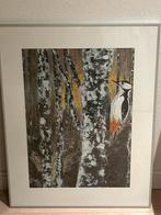 Schilderij met specht in zilverkleurige lijst, Ophalen