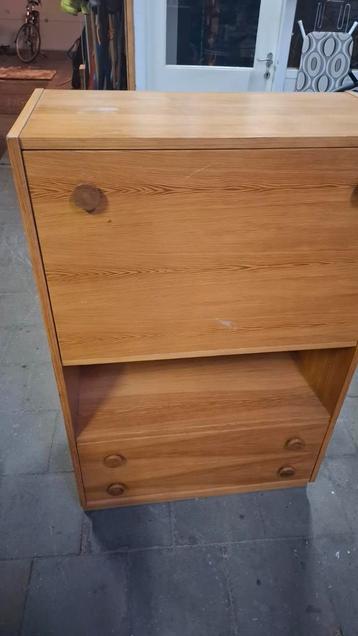 Vintage Grenen Secretaire Kast beschikbaar voor biedingen