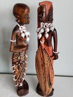 2 mooie houten hand gemaakte masai poppen, Antiek en Kunst, Kunst | Beelden en Houtsnijwerken, Ophalen of Verzenden