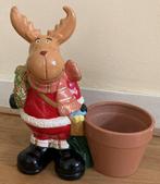 Bloempot met kerst eland rendier vintage, Diversen, Kerst, Ophalen of Verzenden, Zo goed als nieuw