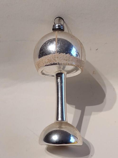 oude kerstbal staande lamp H 8,5 cm zilver, Diversen, Kerst, Gebruikt, Ophalen
