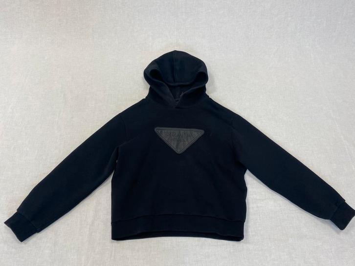 Prada Hoodie Leather Patch Black Size M, Kleding | Heren, Truien en Vesten, Nieuw, Maat 46 (S) of kleiner, Zwart, Verzenden