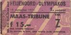 Kaartje Feyenoord-Olympiakos 1971, Verzamelen, Overige typen, Gebruikt, Ophalen of Verzenden, Feyenoord