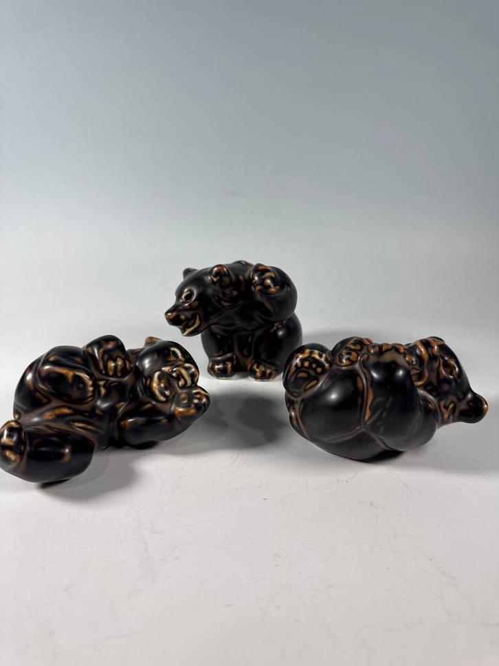 3x Beeldjes van Beren - Royal Copenhagen, Antiek en Kunst, Kunst | Beelden en Houtsnijwerken, Ophalen of Verzenden