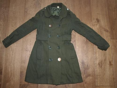 Groene Trenchcoat met Wol H&M (S), Kleding | Dames, Jassen | Winter, Gedragen, Maat 36 (S), Groen, Ophalen of Verzenden