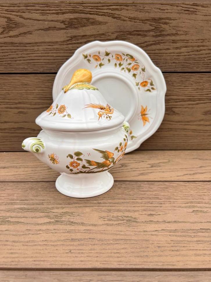 Retro soepkom en onderbord Dèsvres Fourmaintraux  vintage, Huis en Inrichting, Keuken | Servies, Zo goed als nieuw, Kom(men), Overige stijlen