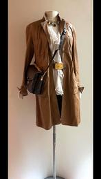 Pauw 2 38 lamsleren leren knie lange blazer zomerjas camel, Verzenden, Zo goed als nieuw, Maat 38/40 (M), Beige