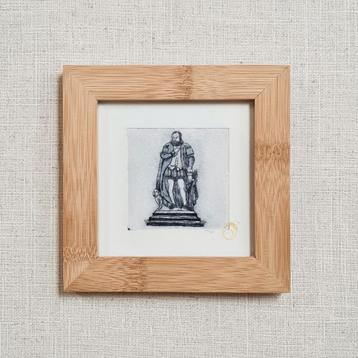 Ets Standbeeld Willem van Oranje Den Haag 10x10 cm met lijst beschikbaar voor biedingen
