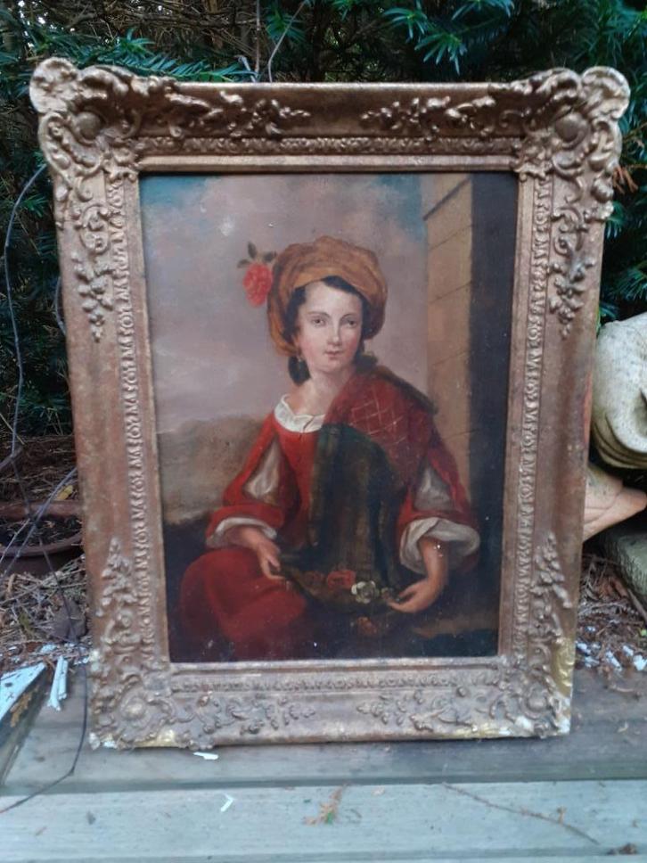 18e Eeuws Schilderij Olieverf/Paneel "De Jonkvrouwe" SALE!!!, Antiek en Kunst, Kunst | Schilderijen | Klassiek, Ophalen of Verzenden