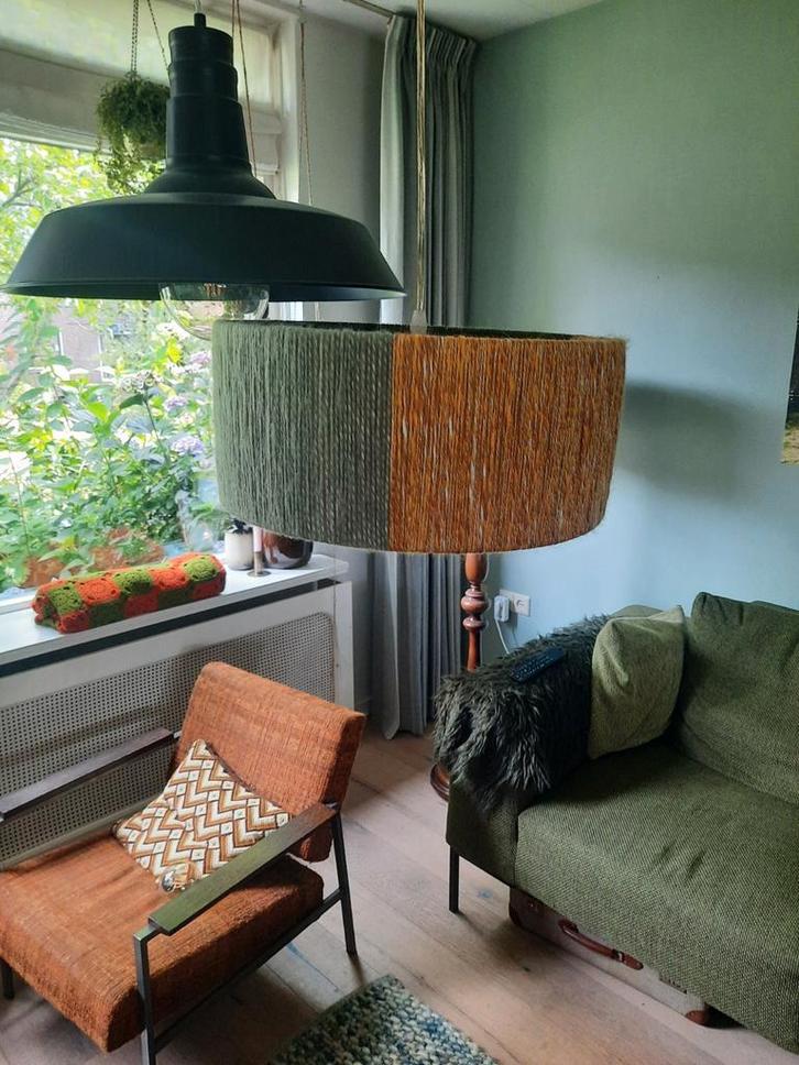 Lampenkap draadkap vintage natuur kleuren., Huis en Inrichting, Lampen | Lampenkappen, Zo goed als nieuw, Minder dan 25 cm, Rond