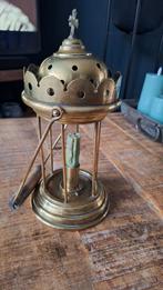 Antieke bijzondere koperen kerkelijke kaarsen kandelaar, Antiek en Kunst, Ophalen of Verzenden