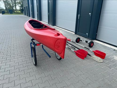 Kano 2 persoons met fietskar en handkarretje, Watersport en Boten, Kano's, Gebruikt, Canadese kano of Open kano, Twee personen