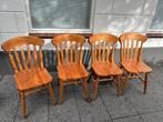 Leuke vintage landelijk grenen houten café stoelen € 10 pst, Huis en Inrichting, Stoelen, Ophalen, Bruin, Zo goed als nieuw, Vier