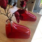 Bloemenvaas schoen, Ophalen of Verzenden, Minder dan 50 cm, Rood, Glas