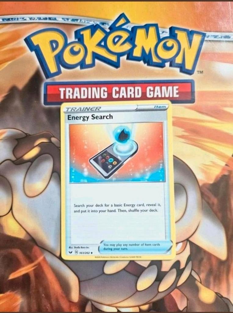 Energy search 161/202 Sword&Shield base set pokemon kaart nm, Ophalen of Verzenden, Zo goed als nieuw, Losse kaart