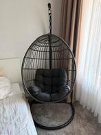 Grijze Hangstoel met Standaard & Kussen, Huis en Inrichting, Stoelen, Ophalen, Gebruikt, Metaal, Eén