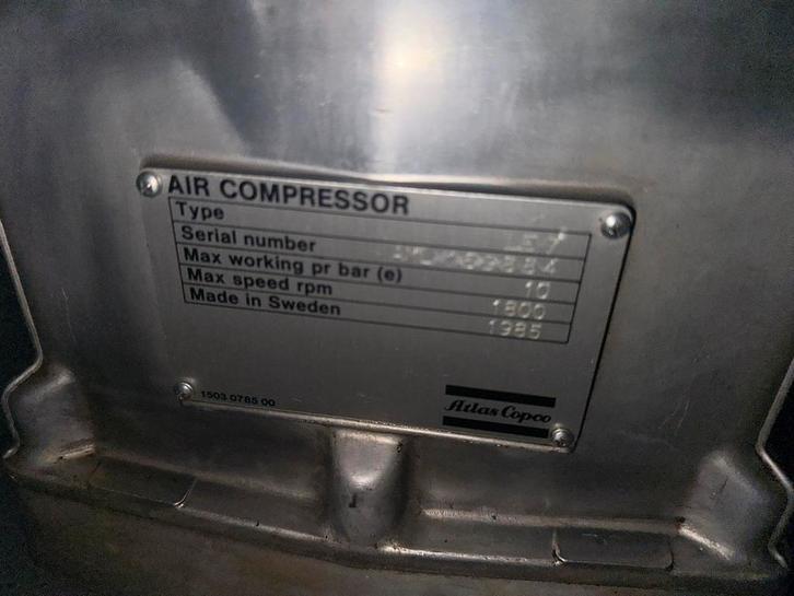Atlas Copco LE9 Luchtcompressor - Bouwjaar 1985, Doe-het-zelf en Verbouw, Compressors, Gebruikt, 100 liter of meer, Ophalen of Verzenden
