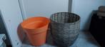 plantenpot + planten mand, Tuin en Terras, Bloembakken en Plantenbakken, Ophalen, Gebruikt, Rond, Minder dan 30 cm