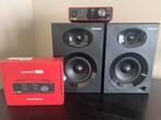 Focusrite Scarlett Solo & Alesis Speakers Set, Ophalen of Verzenden, Gebruikt, Minder dan 500 watt, Monitor(versterker)