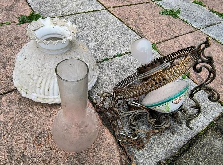 Brocante Koperen Hanglamp, Antiek en Kunst, Antiek | Lampen, Ophalen of Verzenden