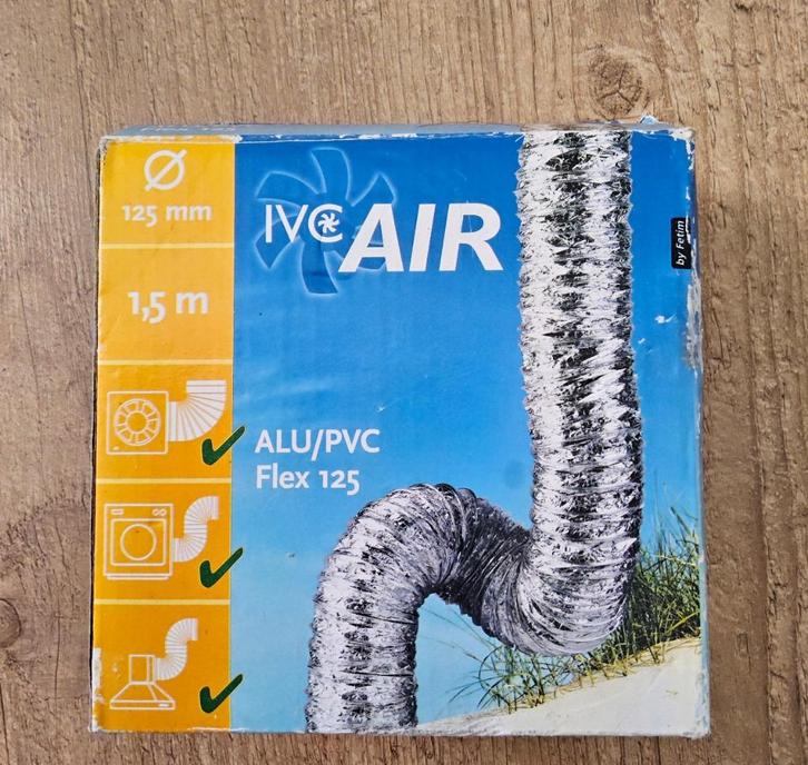 IVC AIR ALU/PVC flex luchtslang Ø 125 mm - 1,5m, Doe-het-zelf en Verbouw, Ventilatie en Afzuiging, Nieuw, Ventilator en Afzuiger