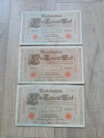 Duits oud geld 1910 Berlijn Reichsbankbiljet 1000 €100 p/st beschikbaar voor biedingen