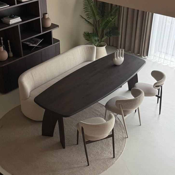 eetkamerbank beige Japandi stijl rond 220cm lang, Huis en Inrichting, Banken | Sofa's en Chaises Longues, Nieuw, Vierpersoons of meer