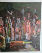 Olieverfschilderij Flessen - 50x40 cm, Ophalen of Verzenden