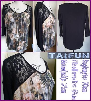 TAIFUN zwarte viscose top/shirt met bloemen maat M/L beschikbaar voor biedingen