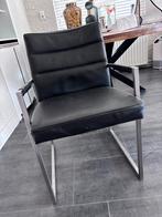 4 leren eetkamerstoelen, Huis en Inrichting, Stoelen, Ophalen, Gebruikt, Zwart, Leer