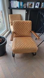 Vintage fauteuil met lederen bekleding, Ophalen, Gebruikt, Minder dan 75 cm, Vintage
