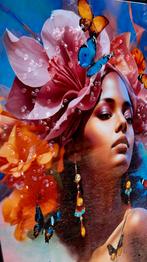 Pracht doek van een krachtige vrouw omringd met vlinders🦋, Ophalen, ., Nieuw, .