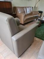 design bank plus 3 fauteuils leer, Ophalen, Gebruikt, 200 tot 250 cm, Leer