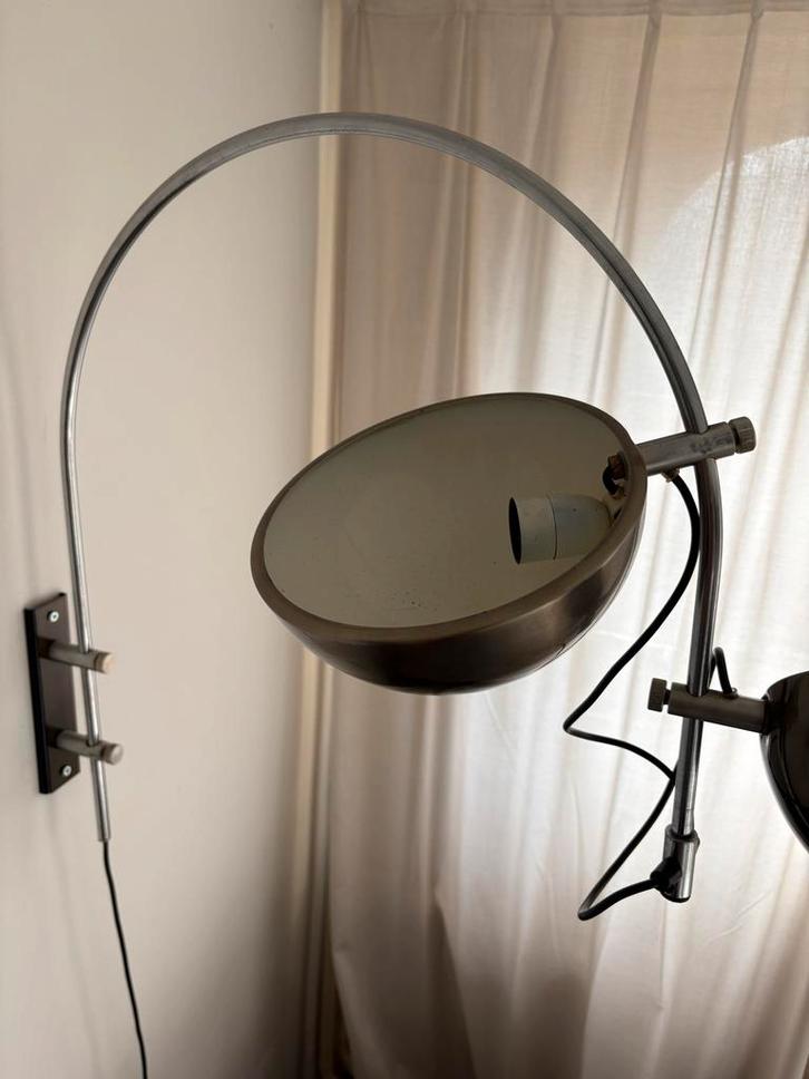 Vintage Booglamp RVS Jaren 70 - Mid Century Retro, Huis en Inrichting, Lampen | Wandlampen, Gebruikt, Metaal, Ophalen