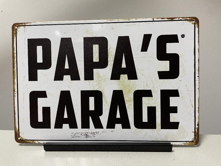 Papa’s garage tekstbord (Old Look), Huis en Inrichting, Woonaccessoires | Tekstborden en Spreuken, Nieuw, Ophalen of Verzenden