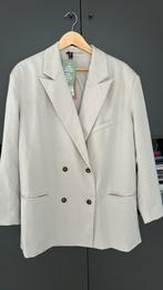 HM nieuwe blazer licht beige L double breasted, H&M, Beige, Maat 46/48 (XL) of groter, Nieuw