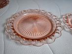 Antiek glazen ontbijt of lunchservies rose glas, Antiek en Kunst, Antiek | Glas en Kristal, Ophalen of Verzenden