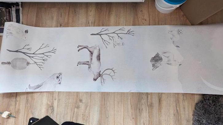 4 rollen Sofie & Junar behang + behanglijm, Huis en Inrichting, Stoffering | Behang, minder dan 10 m², Ophalen