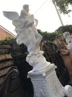 groot gietijzeren tuinbeeld engel op sokkel, Tuin en Terras, Ophalen, Zo goed als nieuw, Metaal, Engelenbeeld