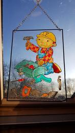 Plexi glas in lood raamhangers met kinderafb. voetballogo's, Antiek en Kunst, Antiek | Glas en Kristal, Ophalen of Verzenden