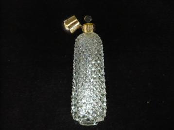 zeer mooi parfumflesje met gouden dop en stop  beschikbaar voor biedingen