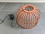 Grote roestkleurige hanglamp met rieten kap, Ophalen, Rond, Zo goed als nieuw, Bruin