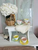 Glade Queen Anne 4x pastel porseleinen kop schotels antiek, Ophalen of Verzenden