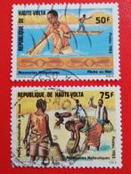 Haute volta 1983, 2 pzs vissers, Postzegels en Munten, Postzegels | Afrika, Overige landen, Verzenden, Gestempeld
