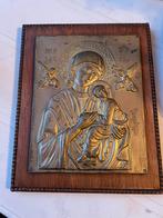 Houten schilderijlijst met koperen Maria en kind, Antiek en Kunst, Ophalen