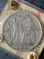Italië 20 Lire 1927 Vittorio Emanuele III  - Zilver met COA, Postzegels en Munten, Munten | Europa | Niet-Euromunten, Italië, Zilver