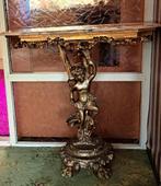 Sidetable marmer bovenblad en Engel als voet., Ophalen, 50 tot 100 cm, Romantisch, Zo goed als nieuw